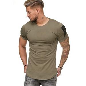 T-shirt à manches courtes pour homme, vêtement de Fitness, couleur unie, décontracté, 100% coton, logo personnalisé - Product Image 1