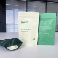 Sachet d'emballage personnalisé imprimé avec fermeture éclair, en plastique, à fond plat, thermoscellable, pour poudre de matcha, café, collations et aliments