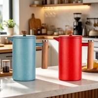 Cafetière à piston portable en acier inoxydable pour café filtre, forme ronde, idéale pour le camping ou la cuisine