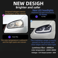 Vente en gros en stock Nouveau phare LED 12 V Assemblage parfait pour VW Golf 5 2006-2010 Mise à niveau LED DRL Clignotant