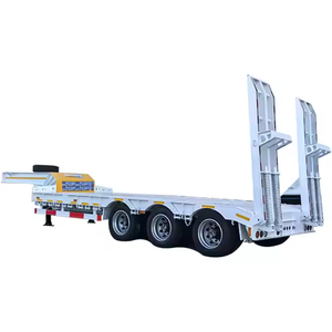 Remorque à plateau surbaissé à trois essieux avec échelle hydraulique, remorque à plateau surbaissé de 40 pieds pour le transport d'équipements lourds - Product Image 3