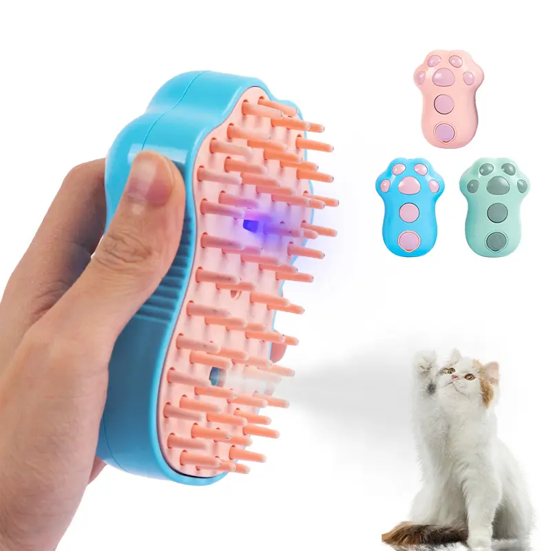 Brosse à vapeur pour animaux de compagnie 4 en 1 avec lumière UV auto-nettoyante pour la perte de poils de chat Brosse à vapeur pour animaux de compagnie