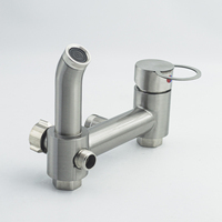 Robinet de salle de bain mural thermostatique avec jets de pluie doux et fonction pause, finition brossée, pour usage hôtelier, robinet de baignoire