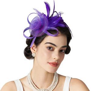 قبعات فاتن للنساء شاي من Kentucky Derby للزفاف بنسيج شبكي من الزهور - Product Image 5