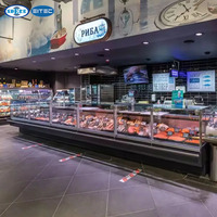 Vitrine Réfrigérée de Supermarché pour Viande Fraîche en Acier Inoxydable avec Refroidissement par Air, Comptoir de Service et Présentoir Réfrigéré pour Charcuterie