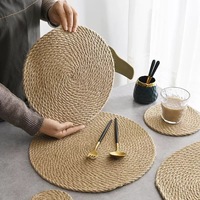 Farbenfrohe Gewebte Leinen-Untersetzer und Tischsets Set Hitzebeständig Waschbar Modernes Design für Getränke Teller Heiße Töpfe