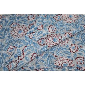 Tela Tradicional India con Estampado Sanganeri, Impresa a Mano con Bloques, 100% Algodón, Material para Decoración del Hogar - Product Image 2