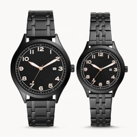 Promotion à prix avantageux, coffret de montres pour lui et pour elle, bracelet en cuir bleu marine, logo personnalisé, montres de couple pour les amoureux
