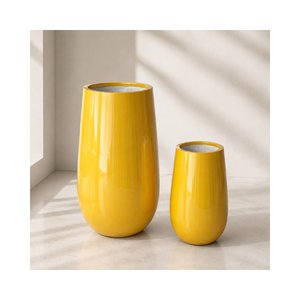 Pot de fleurs de luxe en fibre de verre, jardinière haute d'extérieur, conteneur décoratif de jardin, résistant à l'eau et aux intempéries, blanc et noir, directement de l'usine - Product Image 1