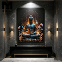 Cuadro de Buda en Lienzo, Impresión Artística en Lienzo, Póster Decorativo con Marco de Buda, Decoración Religiosa para Sala de Estar, Decoración del Hogar