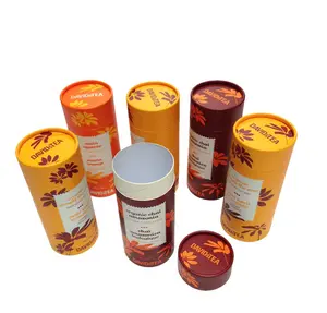 定制印刷有机茶罐高级盒圆柱管包装牛皮纸圆形纸盒茶袋