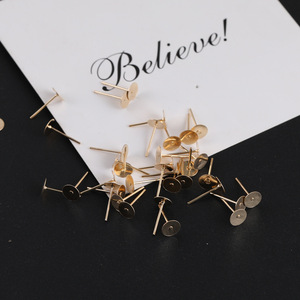 Flat Metal Earring <b>Posts</b> Gold Silver Bronze White KKC Gold Plated For Earring Making Jewelry Findings Components 52018 - Product Image 3