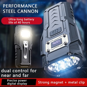 Đèn pin chiến thuật LED COB kỹ thuật số hiển thị công suất kép đỏ trắng, sạc USB khẩn cấp, chất liệu ABS và hợp kim nhôm - Product Image 4