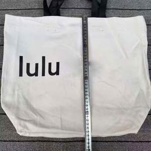 Popula Custom Logo Personalized Reusable Cotton <b>Canvas</b> <b>Tote</b> Bag Ribbon Long Rope Handles Letter Pattern Medium Size for Shopping - Product Image 6