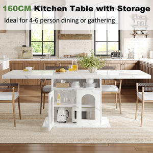 Tùy Chỉnh Sang Trọng Hiện Đại Bằng Đá Cẩm Thạch Trắng Bàn Ăn Hình Chữ Nhật Lớn Phòng Ăn Bảng Với Tủ Lưu Trữ Cho Nhà Bếp 4-6 Chỗ Ngồi - Product Image 3