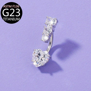 Commercio all'ingrosso ASTM F136 titanio G23 curvo bilanciere <span class=keywords><strong>ombelico</strong></span> <span class=keywords><strong>Piercing</strong></span>, 14G vendita calda ventre pulsante anello gioielli per le donne - Product Image 3