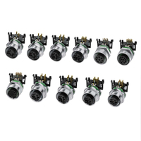 Connecteur de capteur M12 à 4 broches avec fiches PCB, prises femelles coudées, connecteurs ronds métalliques à verrouillage par vis