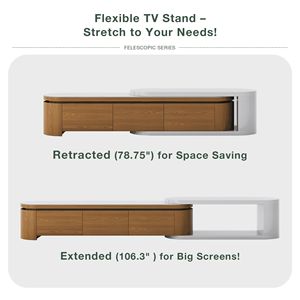 AJUNION-Support <span class=keywords><strong>TV</strong></span> extensible moderne en bois MDF, placage de noyer, console multimédia en pierre, luminosité réglable, unité <span class=keywords><strong>TV</strong></span> - Product Image 4