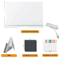 Tableau de dessin LED en acrylique pour enfants, rechargeable, lumineux, effaçable, tablette artistique DIY pour cadeau de Noël ou d'anniversaire