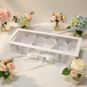 Boîte à fleurs de luxe personnalisée en carton rigide <span class=keywords><strong>pour</strong></span> la fête des Mères, avec gaufrage, matériaux recyclés et impression dorée, vide, vente en gros - Product Image 2