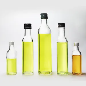 Оптовая продажа, 750 мл, Лидер продаж, квадратная пустая бутылка для оливкового масла, стеклянная бутылка для масла с завинчивающейся крышкой, прозрачные стеклянные бутылки с алюминиевой крышкой