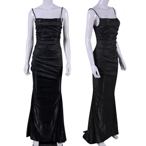SEQUIN SLEEVELESS MAXI BRIDESMAID glitter sparkly solid black luxury sequin dress