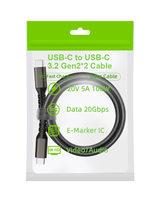 Cable USB-C a Tipo-C 5A PD 100W USB 3.1 Gen 2 de Carga Rápida con Blindaje Trenzado para Macbook Pro, iOS, Teléfono, Laptop, Computadora