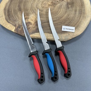 سكين فيليه للصيد الحاد والشرائح مع أسنان غير قابلة للانزلاق بمقبض مطاطي مع غمد واقي - Product Image 2
