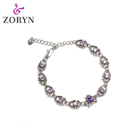 Gelang Gothic Stainless Steel Rantai Punk dengan Desain Laba-laba Batu Ungu Perhiasan Fashion untuk Pria Wanita Gaya Rock Sehari-hari