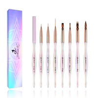 Vente flash, fournitures de manucure de haute qualité, beauté, brosse à cheveux en nylon multifonctionnelle professionnelle, couleur violet clair, ensemble de brosses à ongles pour l'art des ongles