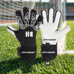 Nouveauté : Gants de gardien de but professionnels avec logo personnalisé, noir et blanc, coupe négative 4 mm - Product Image 3