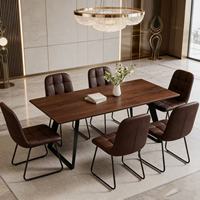 Vente flash : Ensemble de table à manger avec 6 chaises rembourrées en PU et plateau en bois, structure en métal