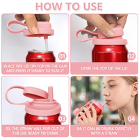 Couvre-boîte à boisson réutilisable en silicone, résistant aux fuites, avec trou pour paille, pour canettes de boissons gazeuses
