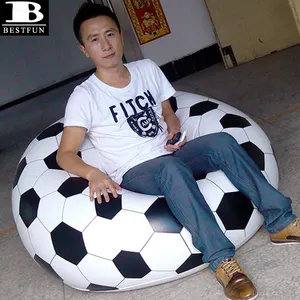 Sofá inflável em pvc personalizado de fábrica, saco de feijão, sofá preguiçoso de futebol