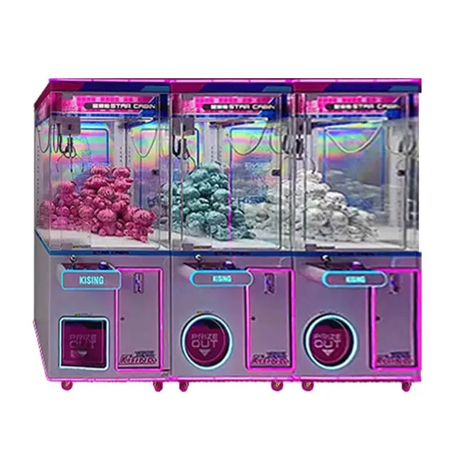 Commercial Gift 1 People Coin Operated Catching Candy Machine Claw Crane Machine With Led Light