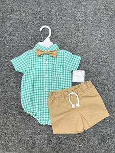 <span class=keywords><strong>Abbigliamento</strong></span> Unisex a manica corta per neonati Set tre pezzi con pantaloni e cappello per neonati-all'ingrosso - Product Image 6