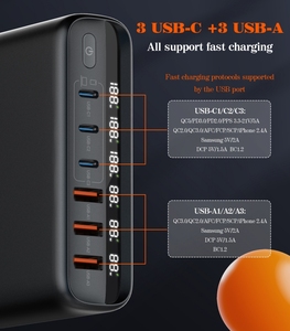 شاحن LDNIO A6140C بشاشة LED وتقنية PD وQC5.0 بقوة 140 واط، شاحن USB فائق السرعة بتقنية GaN للهواتف المحمولة، مع قابس عالمي قابل للتبديل للهواتف المحمولة وأجهزة الكمبيوتر المحمولة - Product Image 4