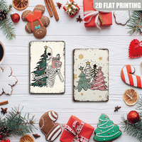 Letrero Metálico de Árbol de Navidad, Decoración de Pared con Diseño de Árbol de Navidad Aterrador y Festivo para Casa de Campo, Bar o Adorno