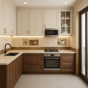 <span class=keywords><strong>Cucina</strong></span> Elegante e Accogliente, in Legno e Bianco, con Lavello e Accessori di Stile - Product Image 2