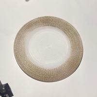 Assiette Principale en Verre Plastique Transparente, Style Luxe Rétro, Décoration Artisanale Dorée pour Mariages et Hôtels