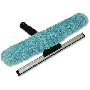 Nettoyeur de vitres et raclette noirs de 12 pouces de large avec manche en acier inoxydable et en plastique pour le nettoyage du verre sur le sol ou dans la douche - Product Image 4