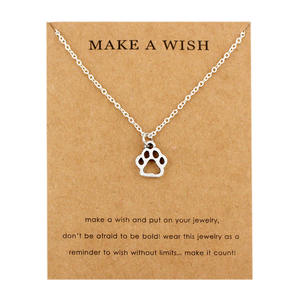 प्रेरणादायक उपहार के साथ संदेश इच्छा कार्ड पशु बंदर पैंथर उल्लू हार्स फॉक्स बिल्ली कुत्ते पंजा के लिए हाथी लटकन हार महिलाओं - Product Image 4