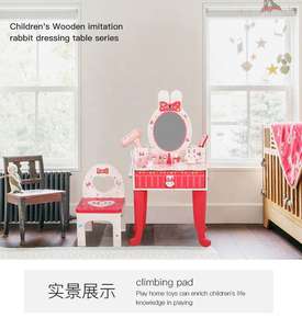 Coiffeuse en bois de lapin blanc pour enfants, 1 pièce, <span class=keywords><strong>jeu</strong></span> de maquillage, simulation, petite princesse - Product Image 2