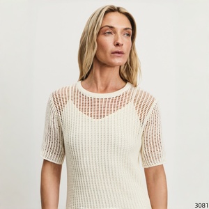 Abito Lungo in Maglia a Nido d'Ape con Maniche Corte e Collo Tondo, Elegante, Casual, Semplice, Lussuoso, Oversize, Stile <span class=keywords><strong>Sirena</strong></span> per Donne - Product Image 6