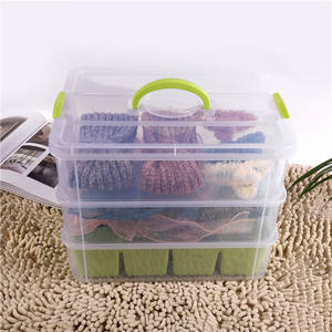 Caja de almacenamiento de plástico transparente de 3 capas, caja de juguetes con 9 compartimentos para supermercado, caja de almacenamiento para niños - Product Image 2