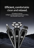 Tondeuse rotative multifonction sans fil portable pour le nez, rasoir à barbe pour homme, triple lame, batterie Li-ion pour le visage, rasoir électrique 4 en 1