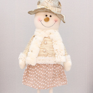 Santa Claus And Snowman Doll <b>Figure</b> 80cm Gold Fabric Retractable Indoor <b>Christmas</b> Decoration - Product Image 4