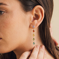 Boucles d'oreilles pendantes Gaovo Niche Premium en acier inoxydable avec pampilles colorées en zircon cubique, résistantes au ternissement, tendance, vente en gros, bijoux d'oreille pour femmes