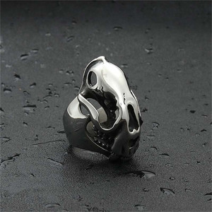 Men's Titanium Steel Skull Ring Silver Animal <b>Head</b> Retro Punk <b>Style</b> Jewelry 260108 - Product Image 4