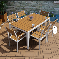 Table à manger rectangulaire moderne pour l'extérieur - Bois de manguier massif avec base en métal - Meubles de jardin pour patio